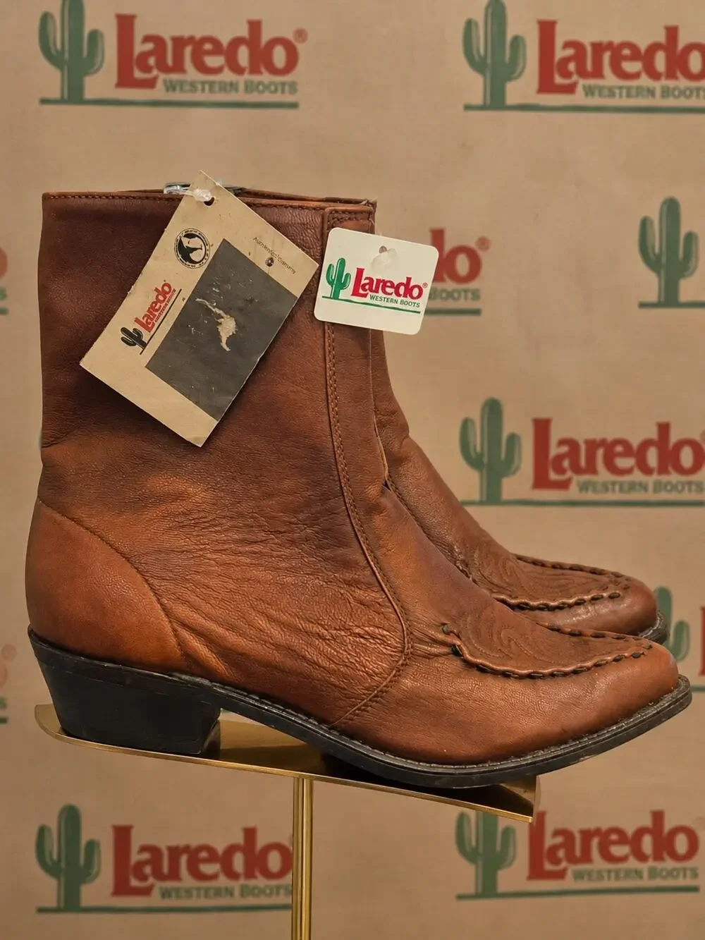 Laredo 07384 Brown Leather Western Zip Ankle Boots NWT Men’s 11 D